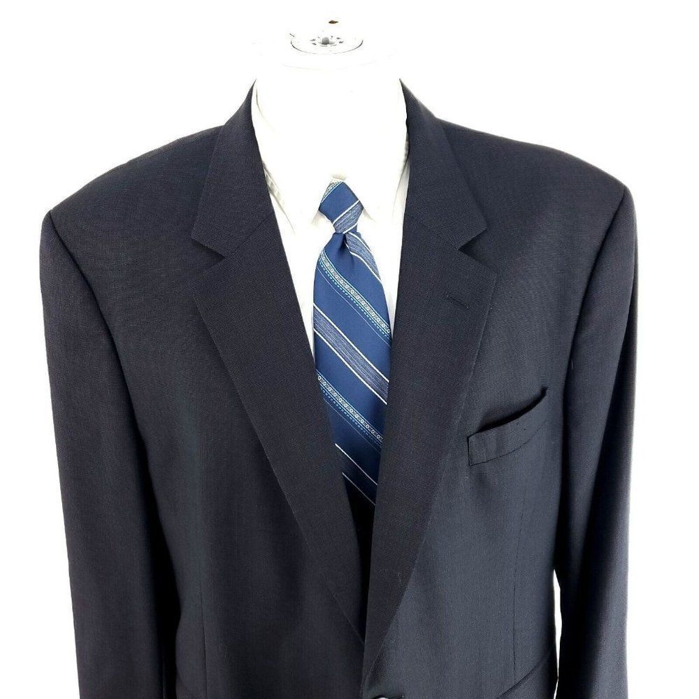 Jos A Bank Wool 2 Button Blazer 44r Or Slim 46r Blue Gray Birdseye Sport Coat